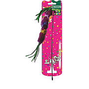 Іграшка для котів TETRAPET Caty funny дразнилка з різнобарвним пір'ям, 45см