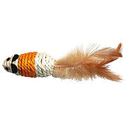 Іграшка для котів TETRAPET, мишка сизаль з пір'ям, 7 см