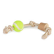 Іграшка для собак CAMON шматок з кавового дерева на мотузці з тенісним м'ячем, 28 см, d.2/3см,*3 см