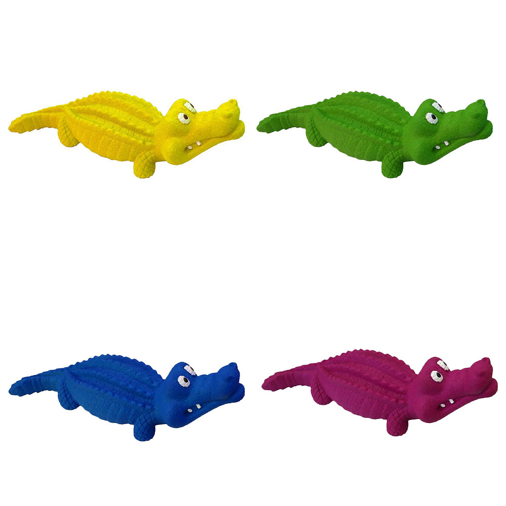 Іграшка для собак CROCI Крокодил з натурального каучуку різних кольорів, 24x7,4x7 см, фото 1