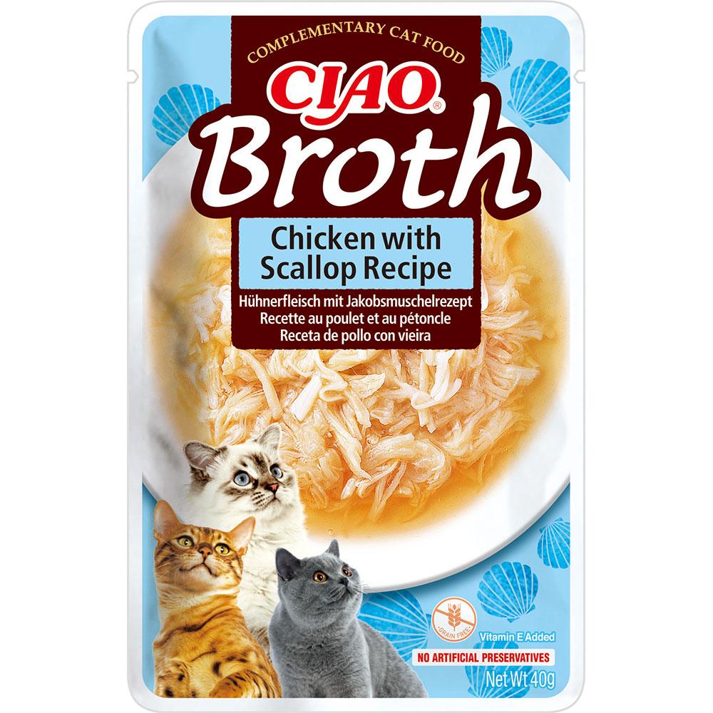 Пауч INABA "CIAO Broth" для котів, з тушкованою куркою та гребінцем в бульйоні 40 гр, фото 1