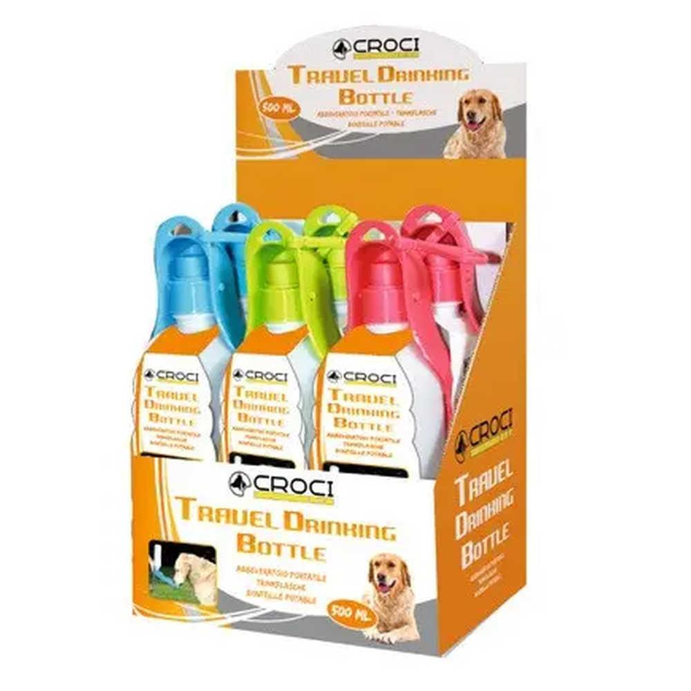 Пляшка дорожня для собак CROCI, колір асорті, пластик, 360 мл, фото 1
