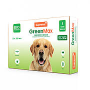 Краплі SUPREMO GREENMAX БІО для собак, вагою 20-30 кг, 3,0 мл - 2 шт./кор. профілактика від паразитів до 4 тиж. 10шт/уп