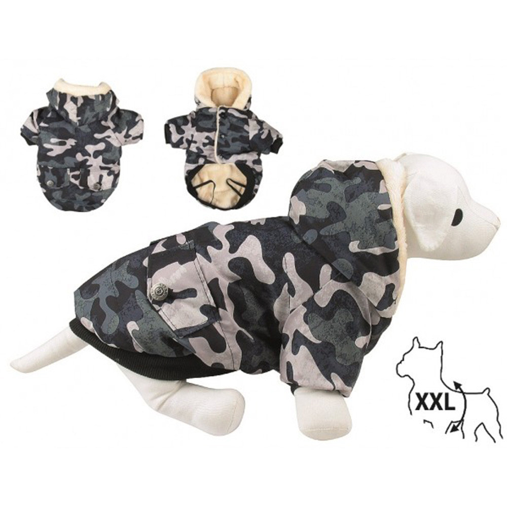 Куртка з капюшоном зимова TETRAPET на плюші CAMOUFLAGE, 35 см розмір L, фото 1