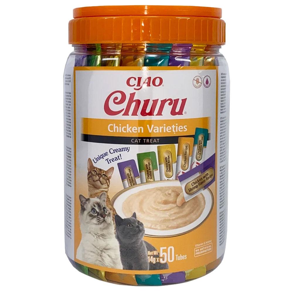 Ласощі INABA "Churu" для котів, вершковий мус в стіках, "Різновиди курки" * 14 гр (50 шт.уп.) продаж упаковкою, фото 1