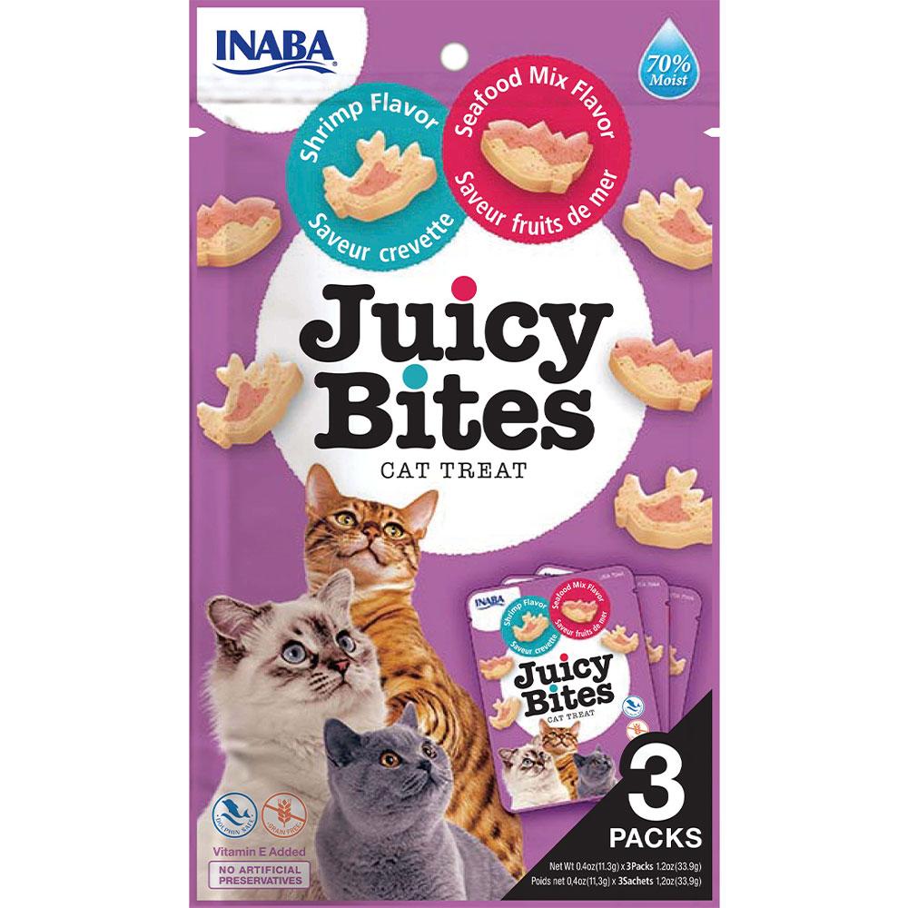 Ласощі INABA "Juicy Bites" для котів, соковиті снеки зі смаком креветок і морепродуктів 3*11,3 гр, фото 1