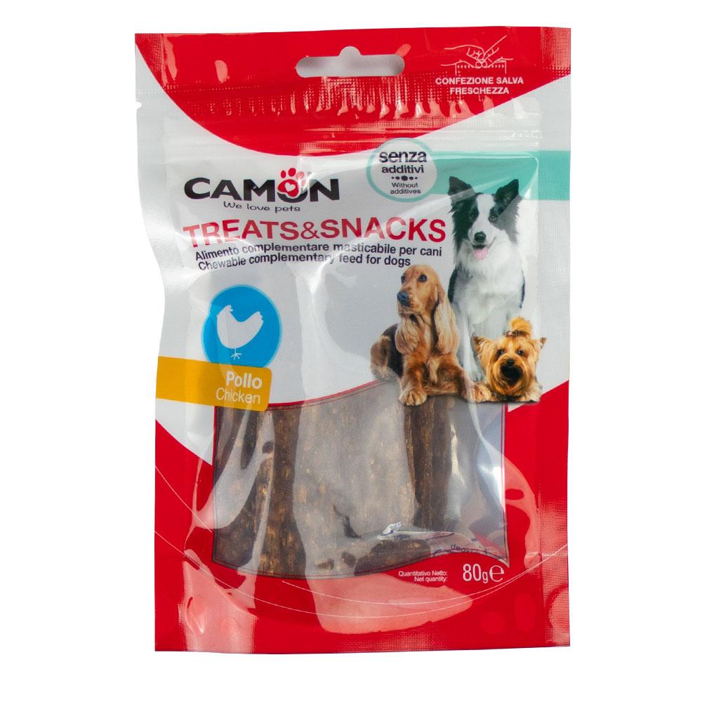 Ласощі для собак CAMON м'ясні в'ялене куряче філе смужками, 80 гр, 11 см, фото 1