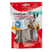 Ласощі для собак CAMON м'ясні в'ялене куряче філе смужками, 80 гр, 11 см