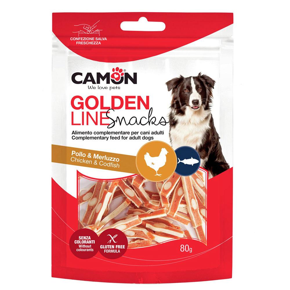 Ласощі для собак CAMON м'ясні сендвіч палички з курячим філе та рибою, 80 гр, 4*0,5 см, фото 1