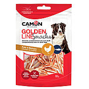 Ласощі для собак CAMON м'ясні сендвіч палички з курячим філе та рибою, 80 гр, 4*0,5 см