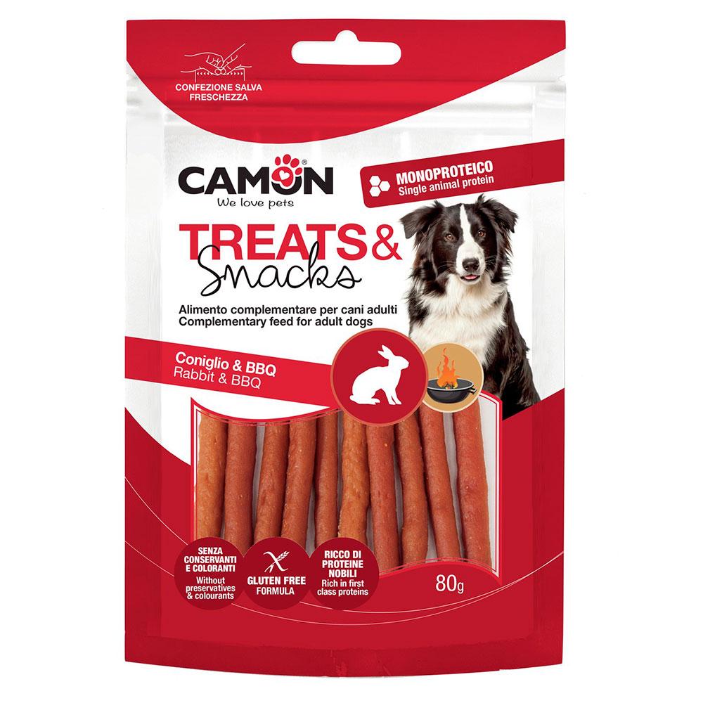 Ласощі для собак CAMON м'ясні смужки з кролика з копченим присмаком, 80 гр, 11,5 см, фото 1