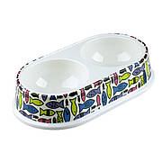 Миска TETRAPET для котів, меламінова подвійна 0,25л/26,5*15*5,5 см