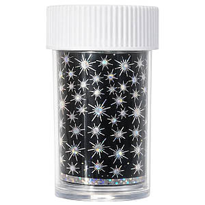 Фольга для литья в баночке 1 м черная голограмма №3 звезды