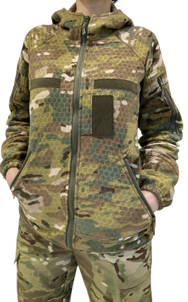 Жіноча флісова кофта Мультикам з капюшоном Гексагон (соти) . Висока якість! M, фото 1