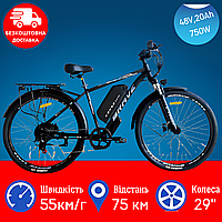 Электровелосипед Corso Brave 29" 750W 48V 20Ah | Мужской Электрический велосипед с багажником | Алюминиевая рама 19"