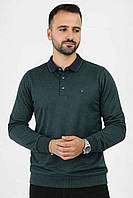 Лонгслів поло чоловічий Vip Stones демісезонний на кнопках із коміром зелений