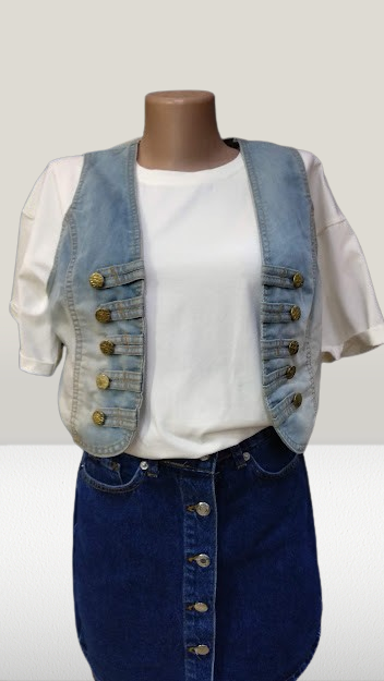 Жилет жіночий джинсовий без застібок блакитний, фото 1