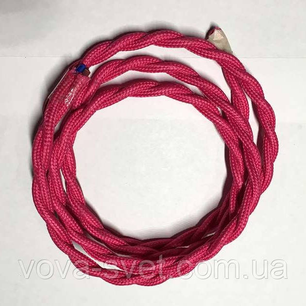 Дріт у тканинному обплетенні ретро плетений (Factory)/ Темно-рожевий