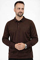 Лонгслів поло чоловічий Vip Stones демісезонний на кнопках із коміром коричневий розмірів