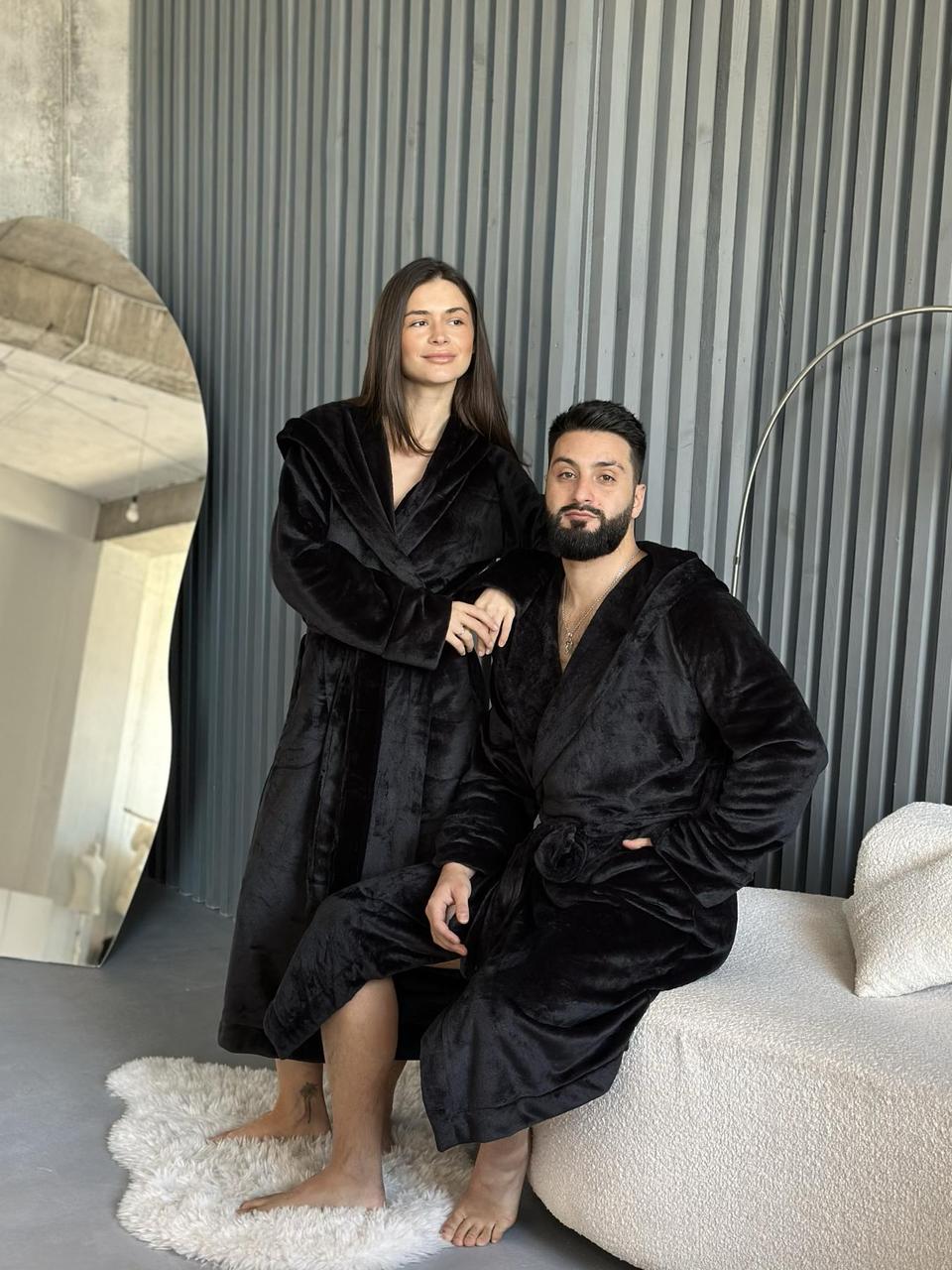 Халат унісекс з капюшоном «Black Diamond», чорний, фото 1