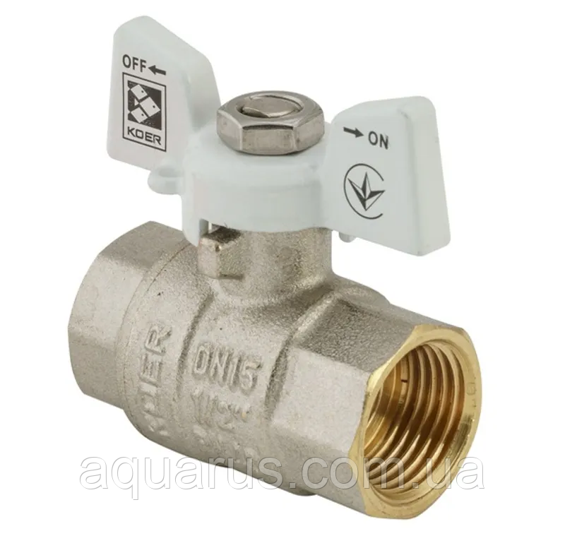 Кран кульовий KOER 1/2" ГГБ (KR.217.W) білий (KR0177)