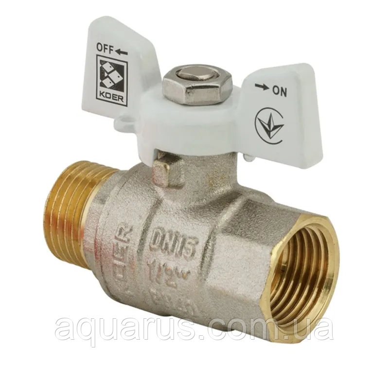 Кран кульовий KOER 1/2" ГШБ (KR.218.W) білий (KR0182)