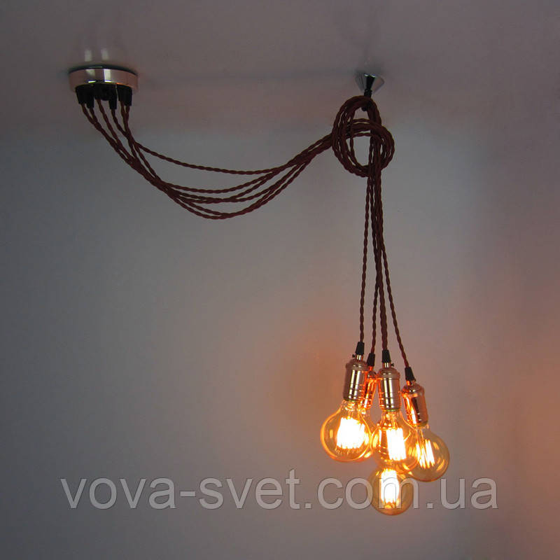 Підвісний світильник люстра [ LOFT Bunch — 6 Lamp Edisons ] (роби сам)