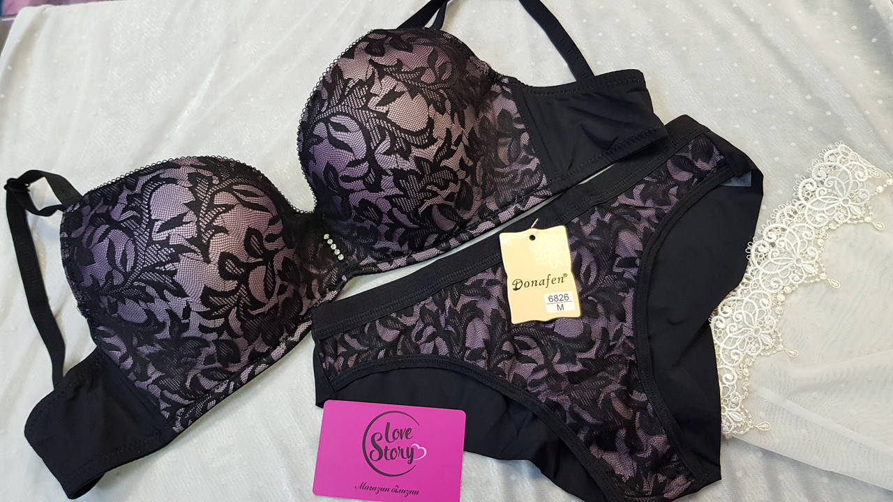 

Комплект жіночої нижньої білизни Donafen 6826 75В, 80-В, 85-В, Черный