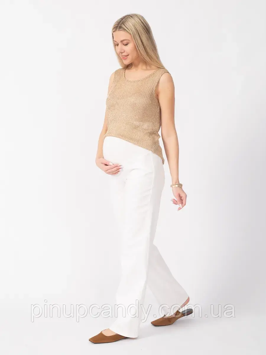 Джинси палаццо для вагітних із коттону білі (розміри: XS-5XL), фото 1