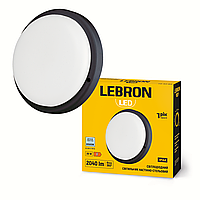 LED світильник LEBRON L-WLR-2065, 20W, 6500K, ІР44, круглий, чорний, 230V
