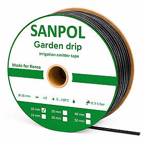 Стрічка емітерна Sanpol Garden Drip, 8 mil, 10см, 1,38 л/год (бухта 100)