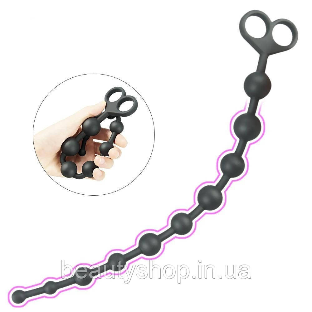 Силіконові м'які анальні кульки UMANIA анальний корок чорний 34 см