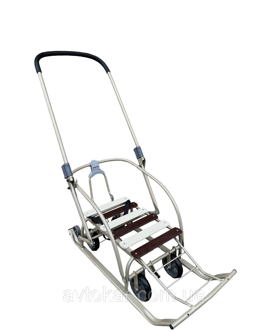 Санки-трансформер на колесах дитячі Мрія 2025 колір: бежевий 23266 ORG, фото 1