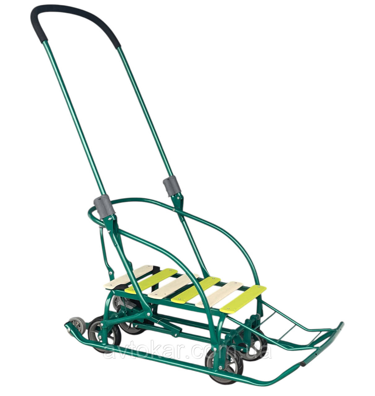 Санки-трансформер на колесах дитячі Мрія 2025 колір: зелений 23668 ORG, фото 1