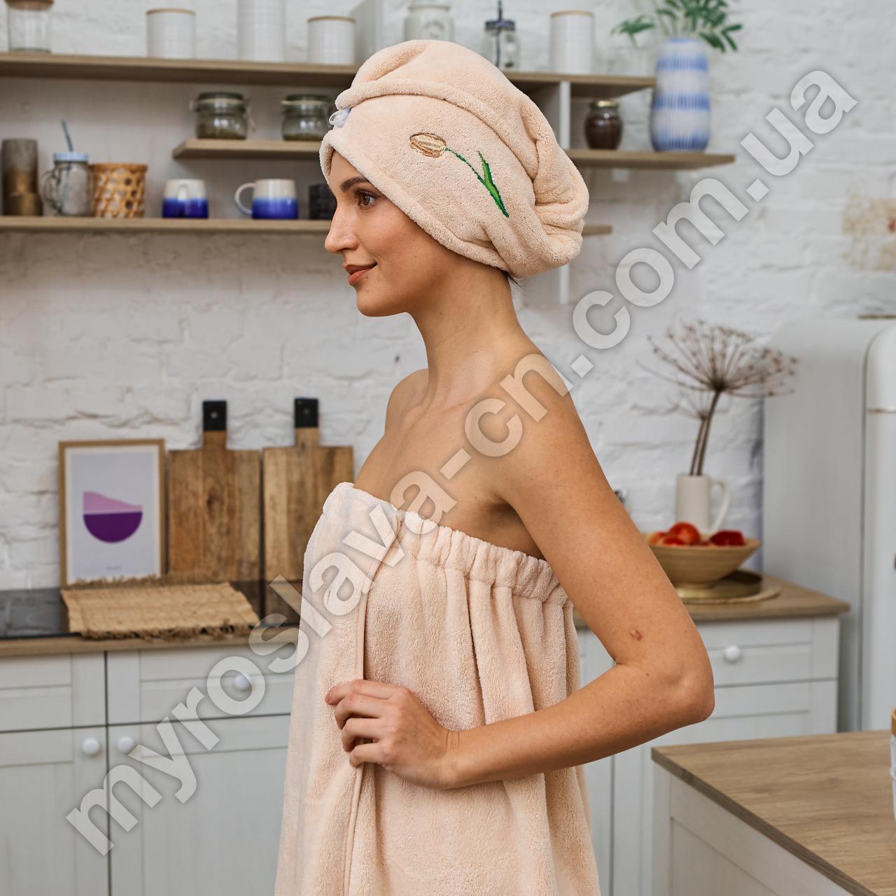 Набір для бані "Весна" бежевий  (мікрофібра)