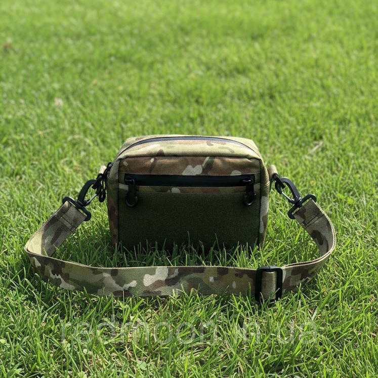Тактична сумка через плече з кріпленням для нашивок 20×15×5 см, Мультикам / Підсумок-сумка півкільце зменшена, фото 1