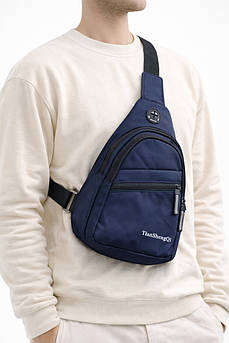 Сумка чоловіча через плече текстиль синього кольору 210090M