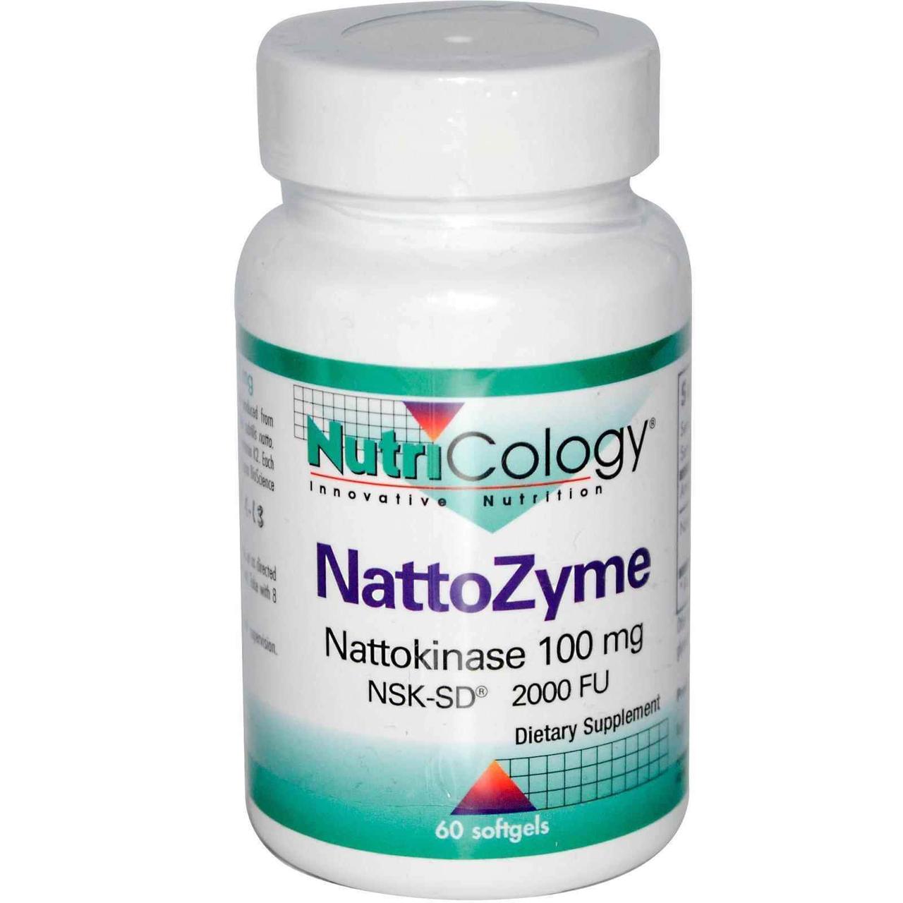 НаттоЗім, NattoZyme, Nutricology, 180 гелевих капсул yY., фото 1