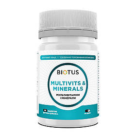 Мультивітаміни та мінерали, Multivits & Minerals, Biotus, 30 таблеток yY.