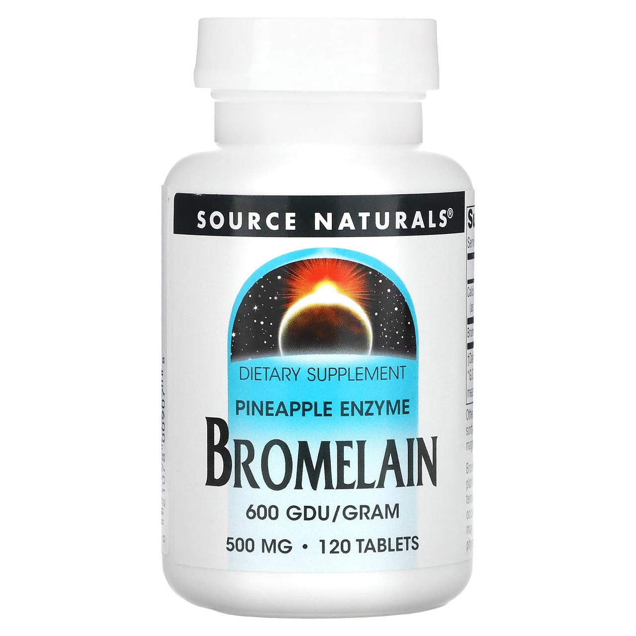 Бромелайн, Bromelain, Source Naturals, 600 ДДУ / г, 500 мг, 120 таблеток yY., фото 1