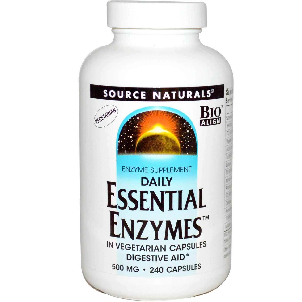 Ферменти для травлення, Essential Enzymes, Source Naturals, вегетаріанські, 500 мг, 240 капсул yY., фото 1