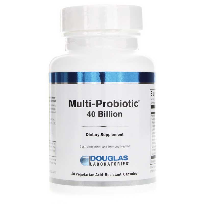 Підтримка кишкової флори, Multi-Probiotic, Douglas Laboratories, 40 млрд КУО, 60 вегетаріанських кислостійких капсул yY., фото 1