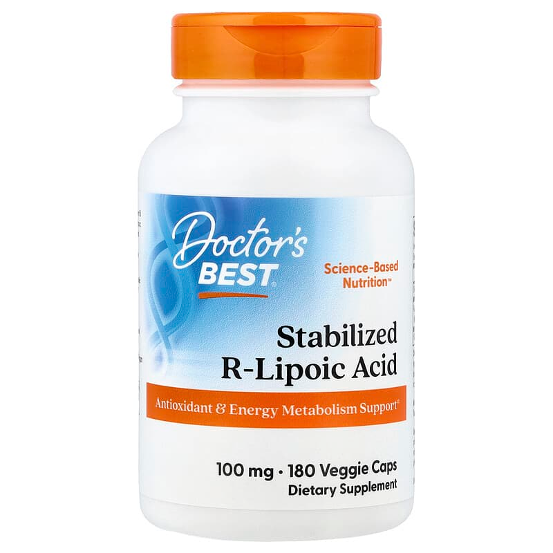 R-ліпоєва кислота, Stabilized R-Lipoic Acid, Doctor's Best, 100 мг, 180 веганських капсул yY., фото 1