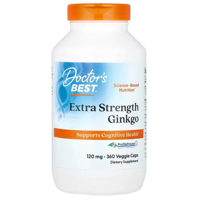 Гінкго Білоба, Extra Strength Ginkgo, Doctor's Best, екстрасильний, 120 мг, 360 веганських капсул yY., фото 1
