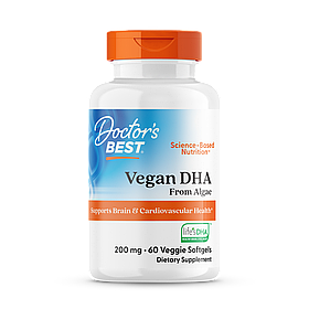 Омега-3 з водоростей, ДГК, Vegan DHA from Algae with Life's DHA, Doctor's Best, 200 мг, 60 гелевих капсул yY.