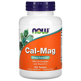 Кальцій та магній, Cal-Mag, Now Foods, стрес формула, 100 таблеток yY.