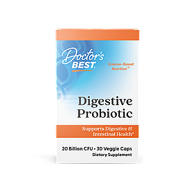 Пробіотики, Digestive Probiotic, Doctor's Best, для травної системи, 20 млрд КУО, 30 капсул yY.