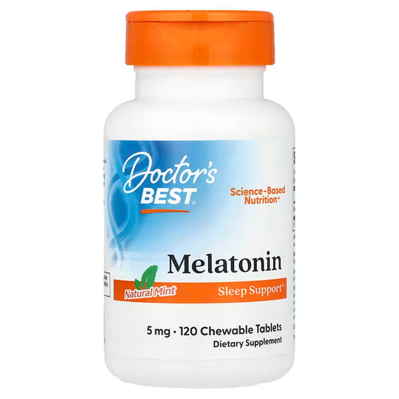 Мелатонін, Melatonin, Doctor's Best, натуральна м'ята, 5 мг, 120 жувальних таблеток yY., фото 1