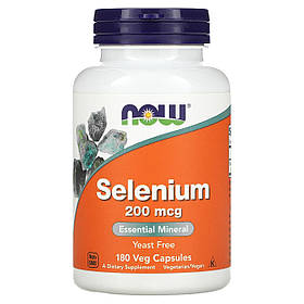 Селен, Selenium, Now Foods, 200 мкг, 180 вегетаріанських капсул yY.