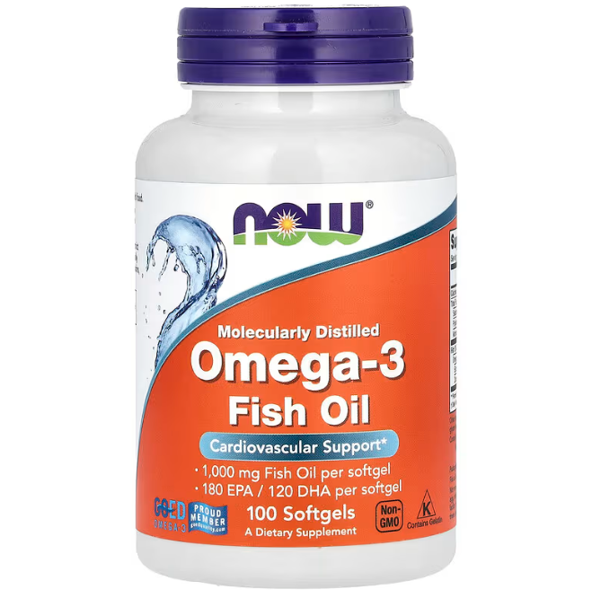 Омега-3, Omega-3, Now Foods, 180 ЕПК/ 120 ДГК, 100 гелевих капсул yY., фото 1